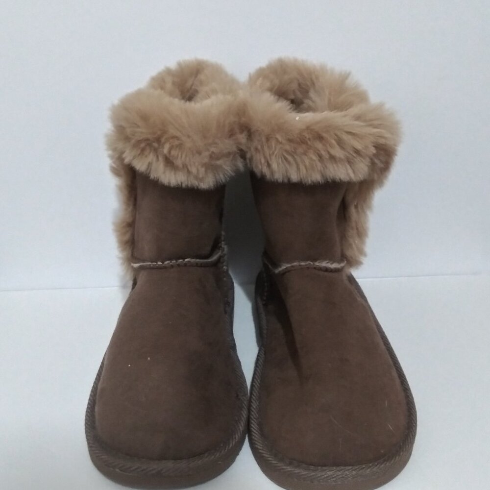 Citi Steps Girls Brown Slide- On Cozy Faux-Fur Lined Girls' Winter Boots Size: 3